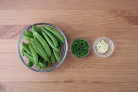 Seared Shrimp & Crisp String Pea Salad - Step #1 Mise en place