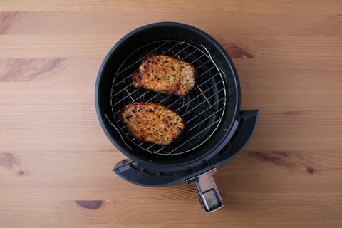 Air Fryer Porchetta-Spiced Pork Chops - Step #1 Fry the pork
