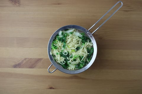 Sticky Hoisin-Soy Pork Chops over Chow Mein Noodles - Step #3 Boil the noodles & bok choy