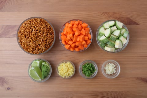 Zucchini, Carrot & Ginger-Coconut Vegan Curry - Step #2 Mise en place