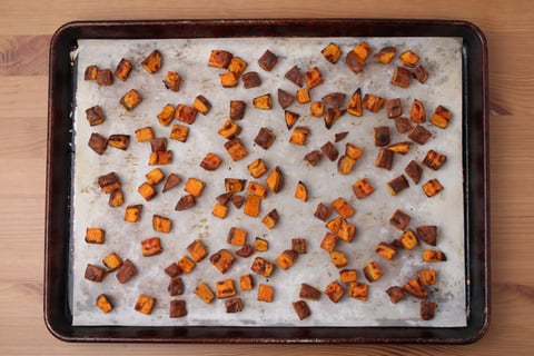 Spicy Impossible™ Beef Al Pastor Bowls - Step #1 Roast the sweet potatoes