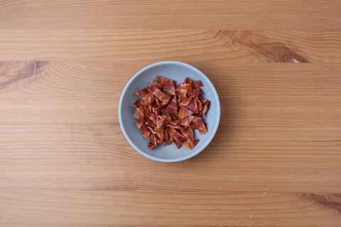 Sheet Pan Bacon & Brussels Caesar Salad - Step #2 Roughly chop the bacon
