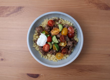 Greek-Style Ground Pork Bulgur Bowls - Step #4 Plate your dish