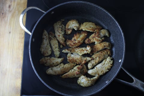 Creamy Chicken Fricassée with Sweet Carrots & Peas - Step #1 Sear the chicken