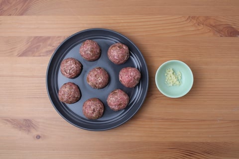 Beef & Caramelized Onion Meatballs in Tomato Sauce - Step #2 Prepare the meatballs