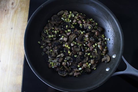 Corn & Pancetta Risotto - Step #3 Cook the mushrooms & pancetta