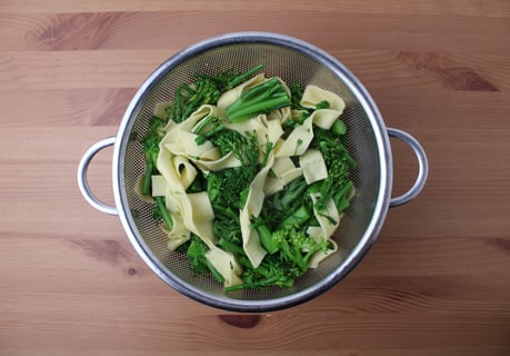 Garlic Tiger Shrimp over Fresh Pappardelle - Step #3 Boil the broccolini & pasta