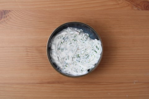 Indian-Spiced Pork Meatballs - Step #4 Make the cilantro-garlic yogurt