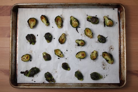 Creamy Mushroom Chicken Piccata - Step #2 Roast the Brussels sprouts