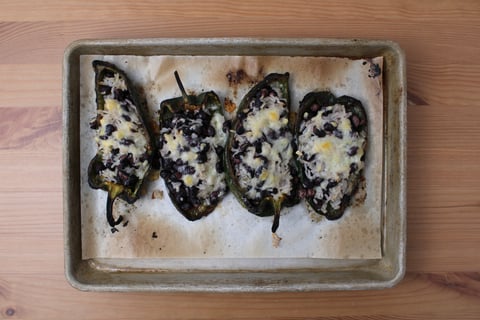 Black Bean Chiles Rellenos - Step #4 Make the filling & stuff the poblanos