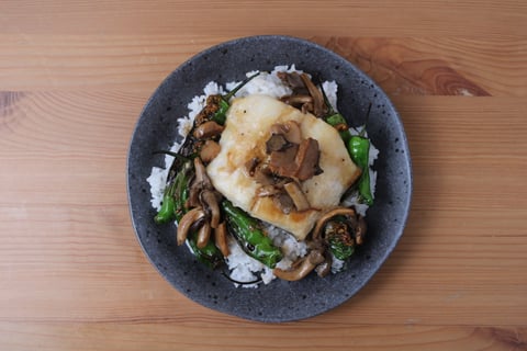 Goodfood & Chef: Miso Black Cod - Step #6 Sauté the mushrooms & serve