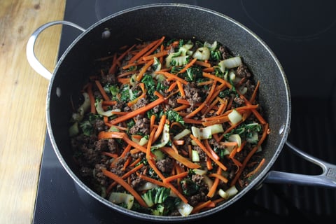 Beef Shanghai Noodles - Step #4 Cook the vegetables & finish the beef