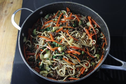Thai-Style Beef & Peanut Shanghai Noodles - Step #5 Combine the noodles
