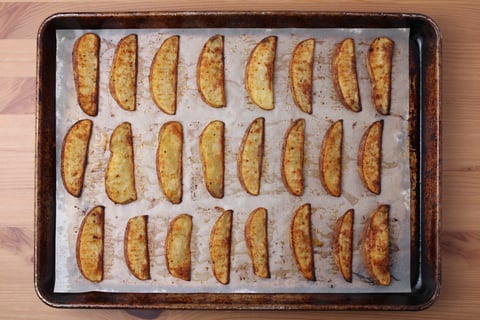 Breaded Garlic Chicken Breasts - Step #1 Roast the potatoes