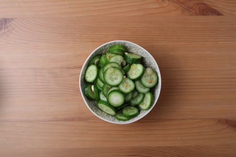 Hot Kimchi & Asian Green Topped Sweet Potatoes - Step #4 Make the cucumber salad