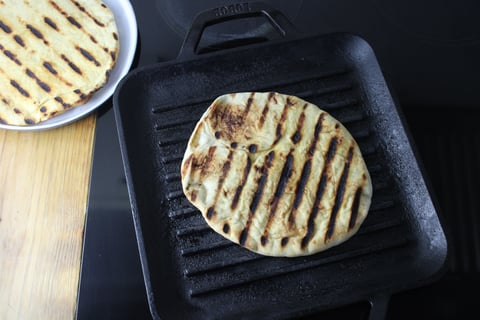 Grilled Asparagus & Zucchini Flatbreads - Step #4 Grill the naan
