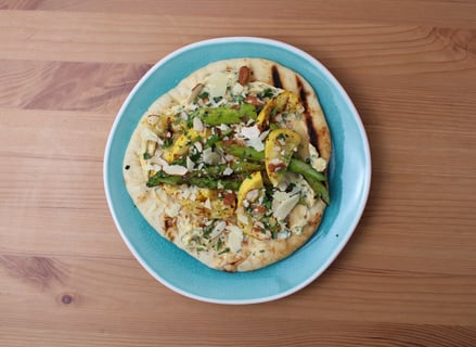Grilled Asparagus & Zucchini Flatbreads - Step #6 Dress the vegetables & serve