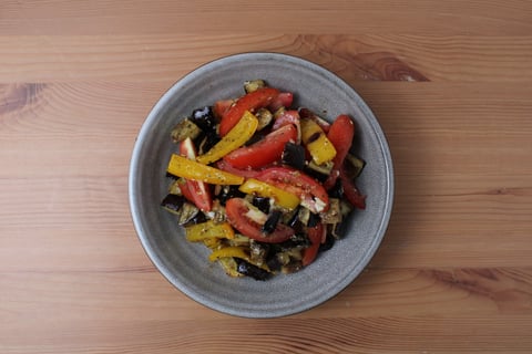 Warm Za’atar-Roasted Vegetable Bulgur Bowls - Step #5 Dress the vegetables