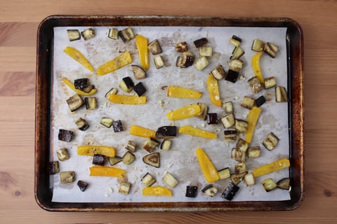 Warm Za’atar-Roasted Vegetable Bulgur Bowls - Step #3 Roast the sweet pepper & eggplant
