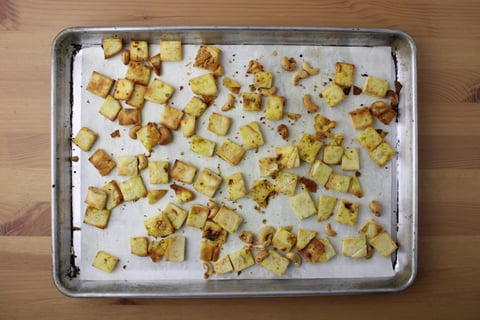 Masala Spiced Chickpeas & Halloumi - Step #3 Toast the naan & cashews