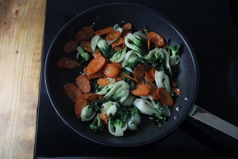 Thai-Style Pork Chops with Spiced Peanuts - Step #4 Sauté the vegetables