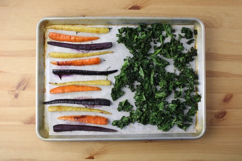 Spice-Crusted Cod with Hummus Sauce - Step #2 Roast the vegetables