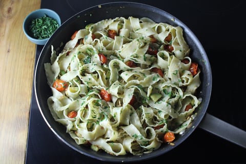 Quick Tomato Butter Mafaldine - Step #3 Finish the sauce & combine the pasta