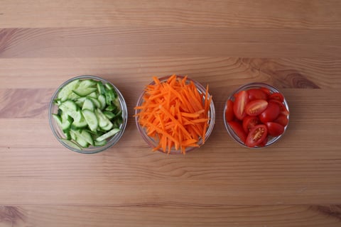 Ground Pork Larb Noodle Salad with Rainbow Vegetables - Step #4 Mise en place