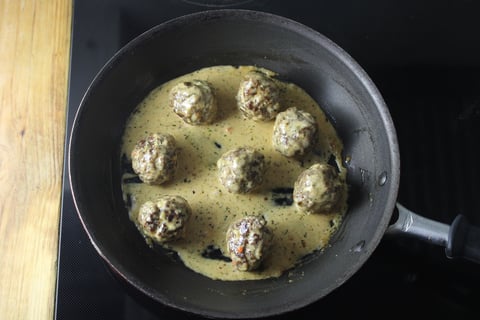 Saucy Rosemary-Garlic Beef Meatballs - Step #3 Cook the meatballs & make the sauce