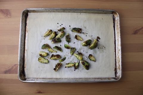 Filets Mignons with Roasted Garlic Mash - Step #2 Roast the Brussels sprouts