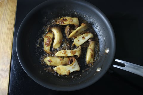 Filets Mignons with Roasted Garlic Mash - Step #5 Sauté the mushrooms & make the sauce