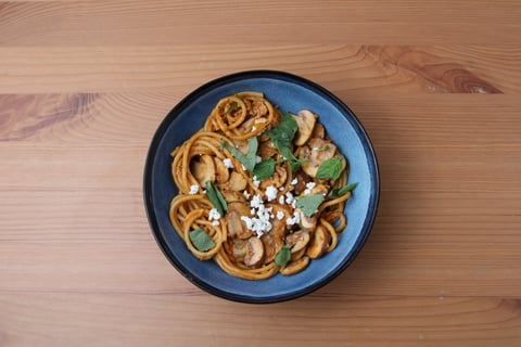 Creamy Goat Cheese Spaghetti Marinara - Step #5 Plate your dish