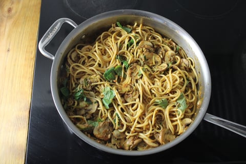 Creamy Goat Cheese Spaghetti Marinara - Step #4 Combine the pasta