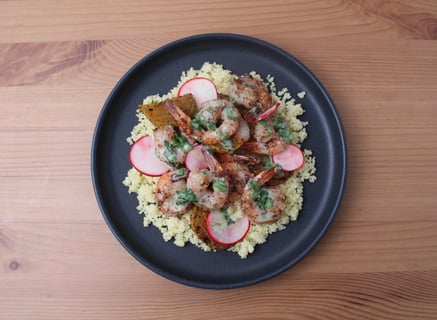 Garlic Shrimp & Marinated Radish Couscous - Step #6 Finish & serve