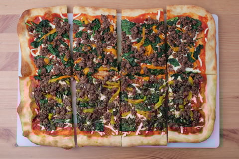 Ground Beef & Leafy Greens Sheet Pan Pizza - Step #4 Finish the pizza