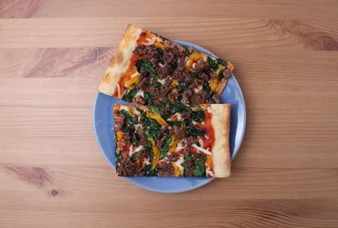 Ground Beef & Leafy Greens Sheet Pan Pizza - Step #5 Plate your dish