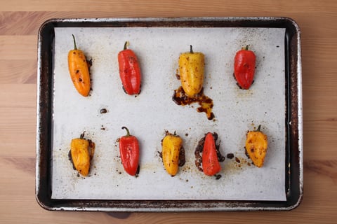 Greek Veggie Platter - Step #1 Roast the sweet peppers
