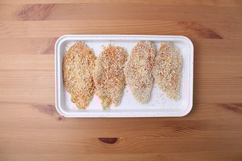 Crispy Chicken Schnitzel with Stewed Apple & Cabbage - Step #3 Prepare the chicken schnitzel