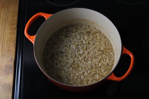 Scallion & Cheddar Risotto - Step #3 Start the risotto