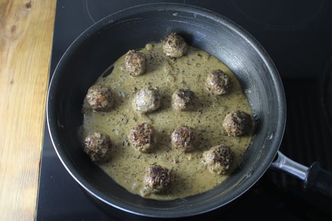 Creamy Swedish-Style Beef Meatballs - Step #4 Make the sauce & coat the meatballs
