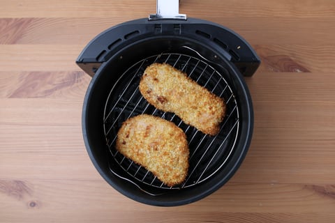 Protein Swap | Pork Tenderloin Schnitzel with Pickle Sour Cream - Step #3 Fry the pork schnitzel