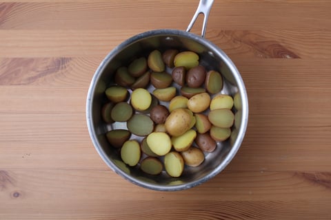 Protein Swap | Pork Tenderloin Schnitzel with Pickle Sour Cream - Step #1 Boil the potatoes