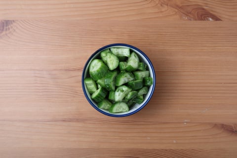 Protein Swap | Pork Tenderloin Schnitzel with Pickle Sour Cream - Step #5 Make the cucumber salad