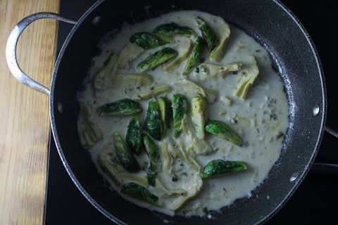 Rigatoni Alfredo with Artichokes & Asiago - Step #3 Préparer la sauce