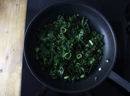 Crispy BBQ Tofu - Step #4 Wilt the kale