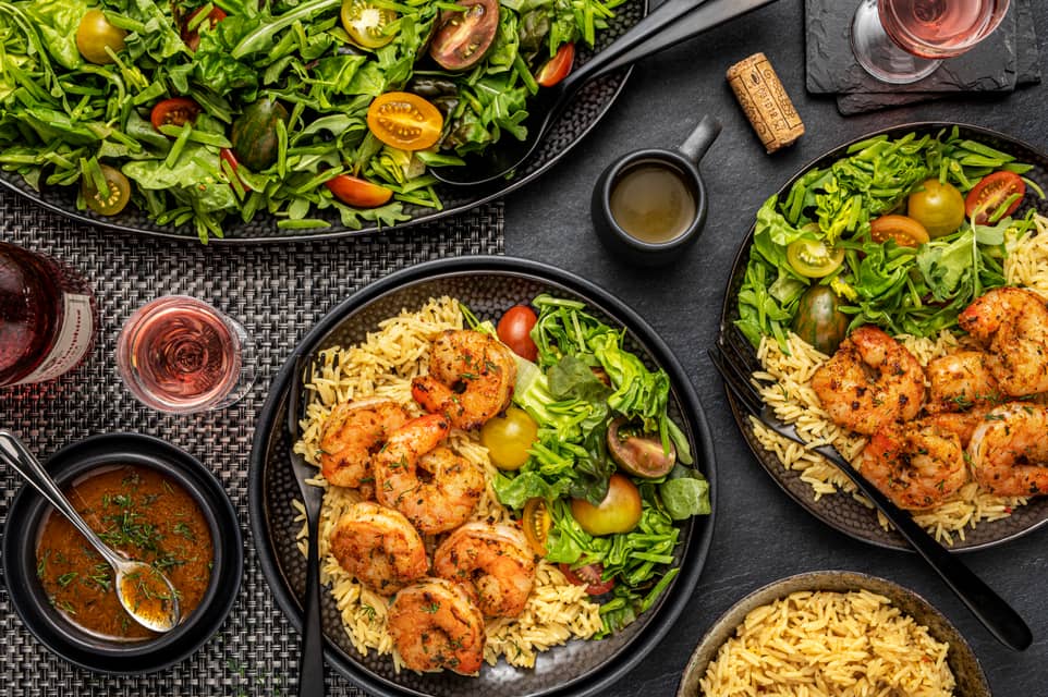 Zingy tiger shrimp over rice pilaf - Extra large standard