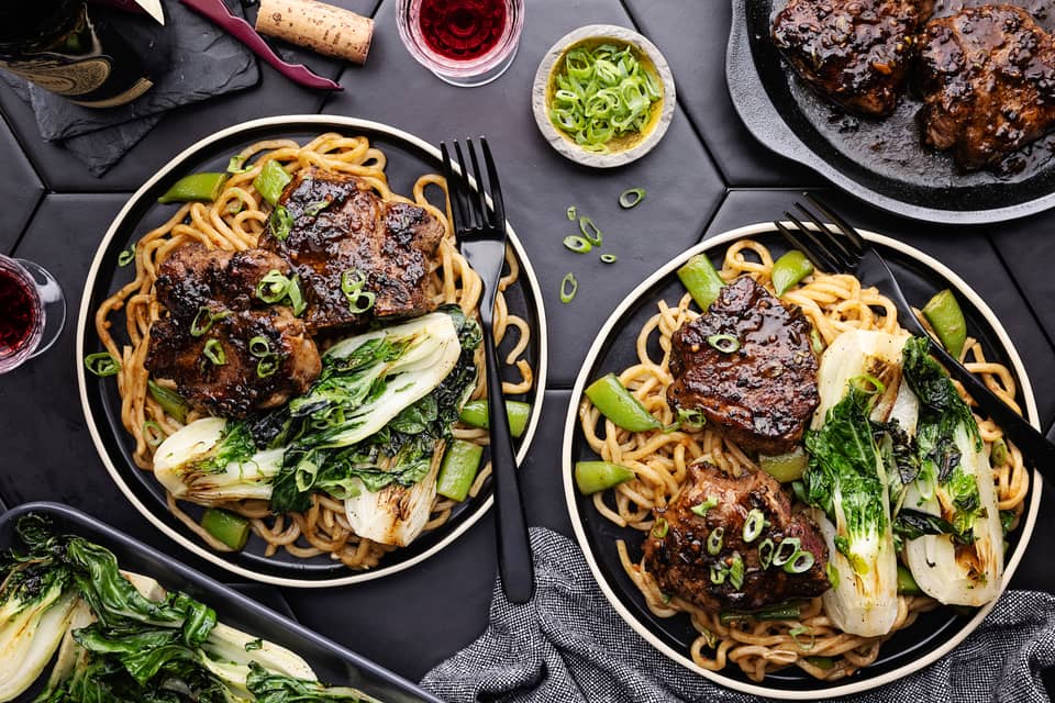 Lartisan hoisin lamb chopsover sesame noodles - Extra large standard