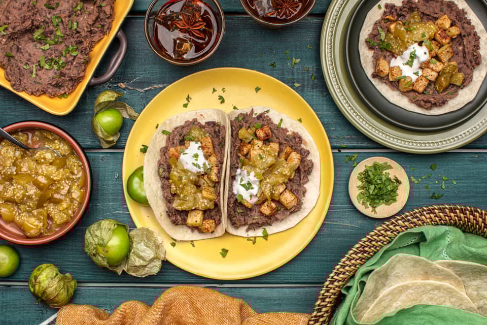 Refried bean roasted chayote tacos - Extra large standard
