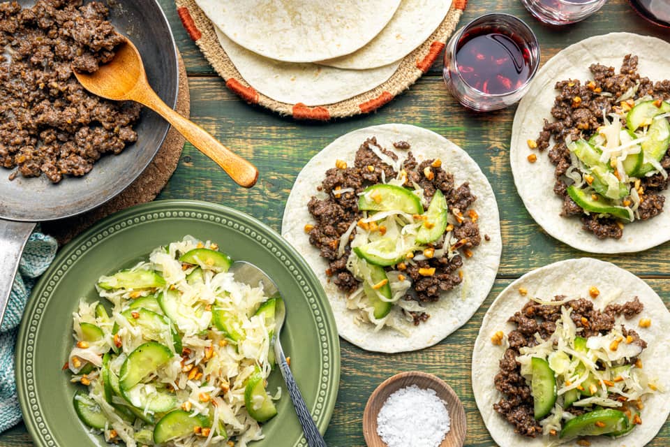 Thai style lemongrass ground beef tacos - Extra large standard