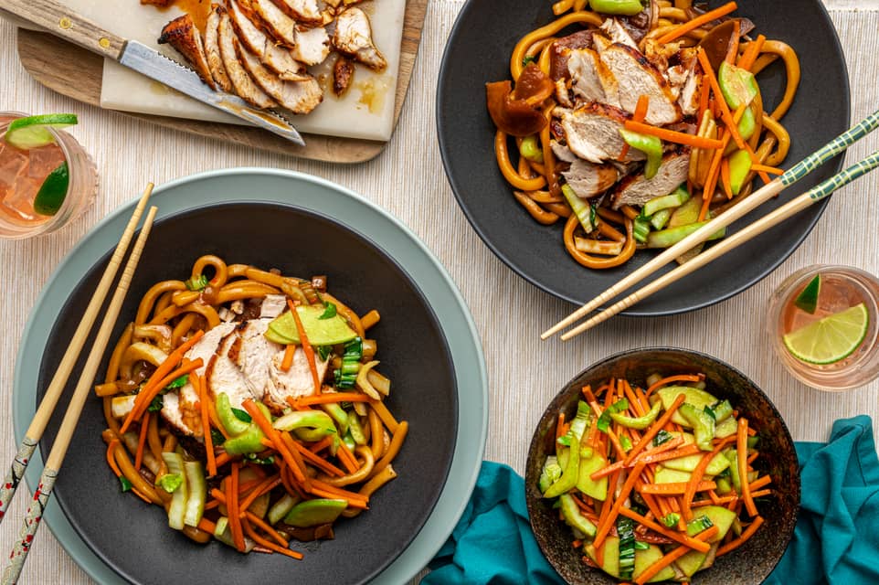 Korean style chicken breastsover saucy udon noodles - Extra large standard
